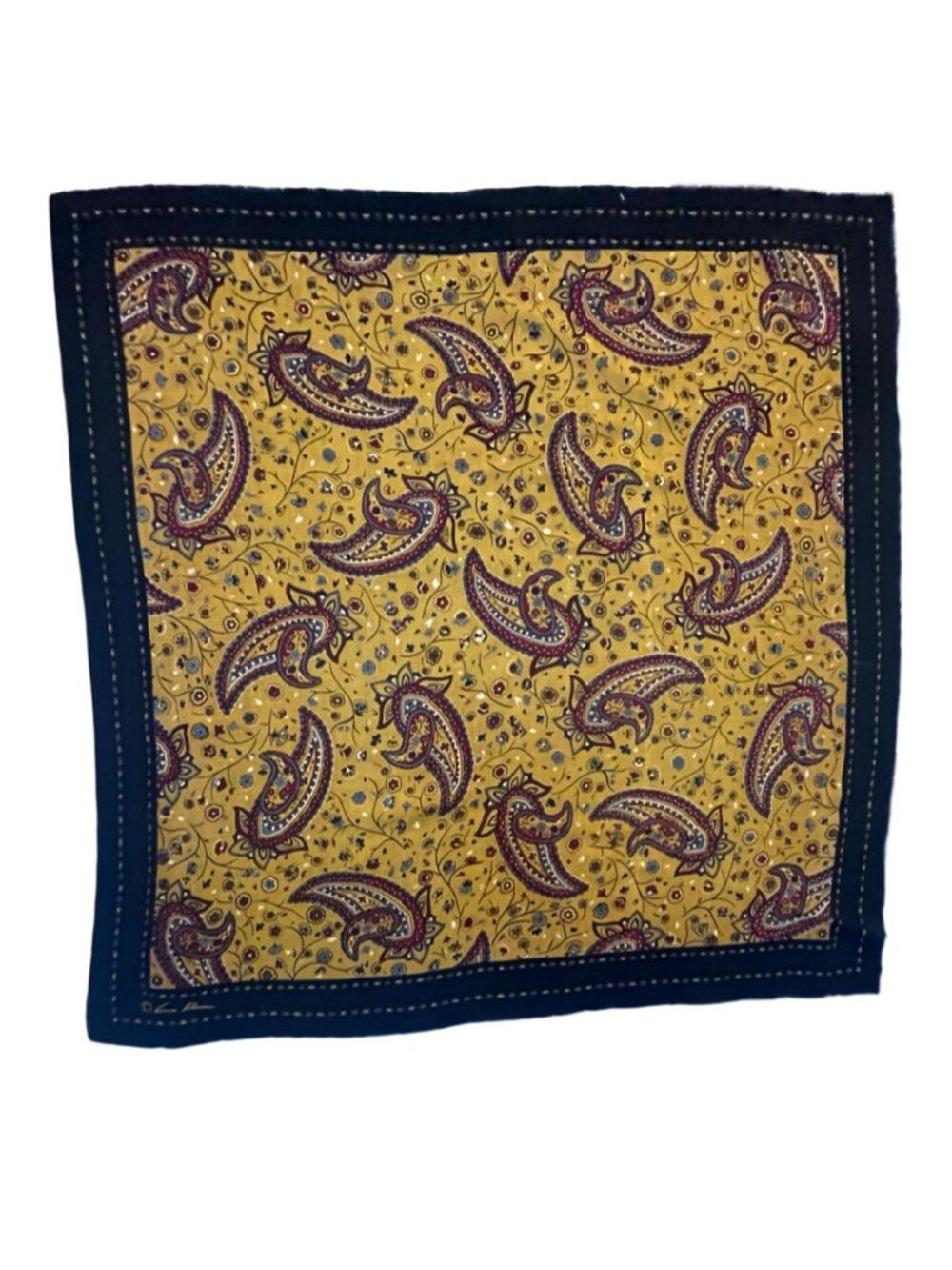 Anne Klein Paisley Square Scarf – Mustard Yellow, Burgundy & Black - Picture 3 of 8